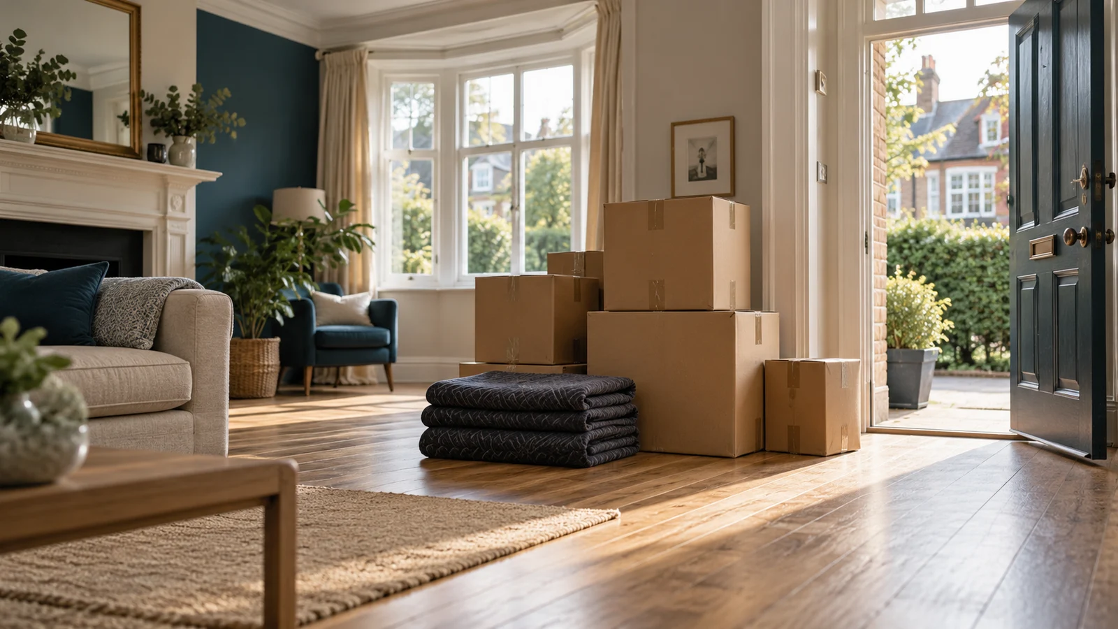 An empty room prepared for cleaning after belongings have been removed.