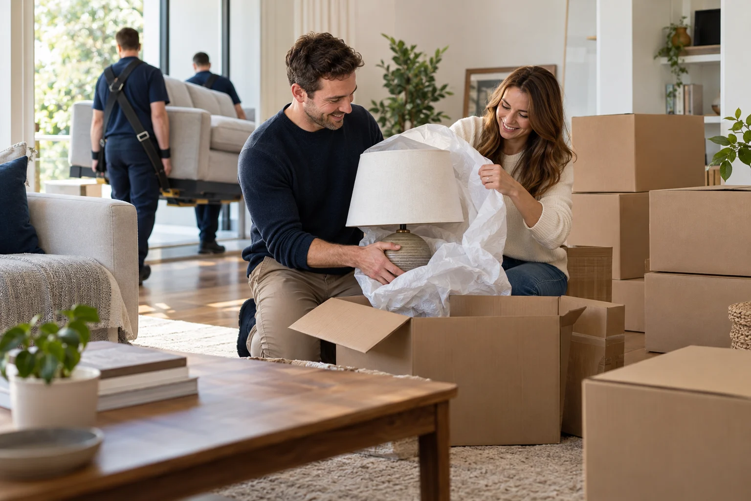 Family living room arrival