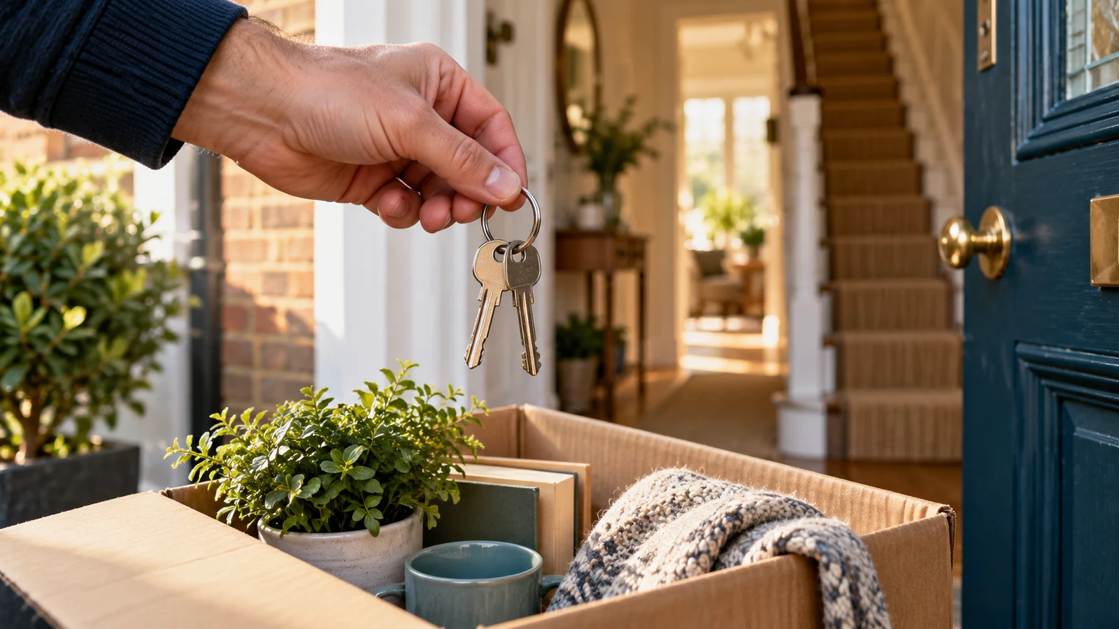 Keys and moving-day essentials kept separate from packed boxes.